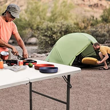 Gocamptoo Folding Table,4ft Indoor Outdoor Heavy Duty Portable Folding Square Plastic Dining Table w/Handle, Lock for Picnic, Party, Camping (4 FT) … - Image 2