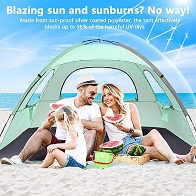 NXONE Beach Tent Sun Shelter with UPF 50+ UV Protection, Lightweight Easy Setup Portable Beach Canopy for Family, Windproof & Waterproof, Large Space for Beach, Camping & Outdoor, 3/4/6 Person - Image 4