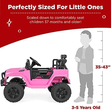 Best Choice Products 12V Kids Ride On Truck Car w/Parent Remote Control, Spring Suspension, LED Lights, AUX Port - Pink - Image 4