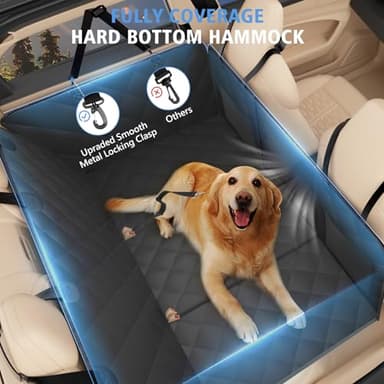 Back Seat Extender for Dogs, Dog Car Seat Cover for Back Seat Supports 420lbs, Hard Bottom Backseat Extender for Dogs, Waterproof Dog Hammock for Car, SUV, Truck Black - Image 6