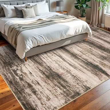 KOZYFLY Washable Rugs 8x10 Area Rug Modern Ombre Thin Rugs for Living Room, Washable Large Non-Slip Soft Striped Rug for Bedroom, Print Blush Brown Abstract Carpet for Laundry/Kid Room - Image 7