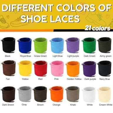 LUOFMISS Round Shoe Laces for Sneakers,2 Pairs Solid Color Shoelaces for Boots and Athletic Shoes - Image 5