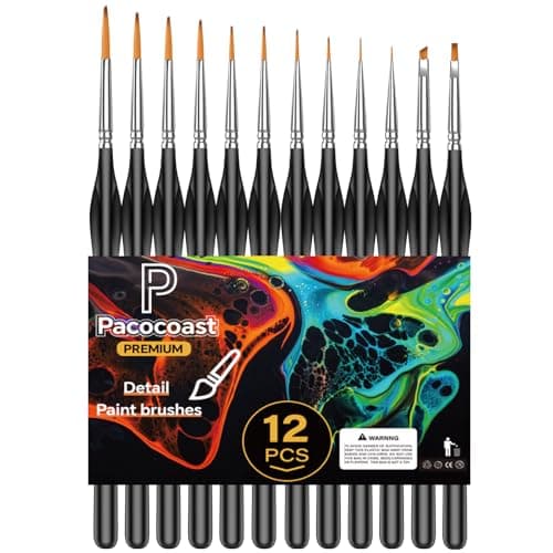 12PC Miniature Brushes, Pacocoast Detail Paint Brushes Set for Fine Detailing & Art Painting, Small Tiny Paint Brush Perfect for Acrylic, Paint by Number, Figurine, Craft, Models (Silver, Black) - Image 1