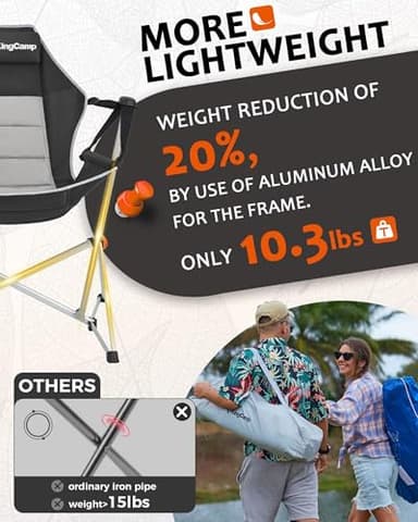 KingCamp Hammock Chair with Footrest, Swinging Portable Folding Camping Chairs for Adults MAX 400lbs Heavy Duty Foldable Oversized Rocker with Cup Holder Pillow for Outdoor Beach Patio Sport Lawn - Image 3