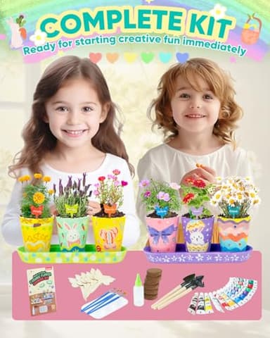 RGBDOT Kids Gardening Set Paint and Plant Stoneware Flower Growing Kit with 6 Pots and Gardening Tools Arts and Crafts for Kids Ages 8-12 Best Children’s Day Gift for Girls Boys Ages 5 6 7 8 9 10 - Image 6