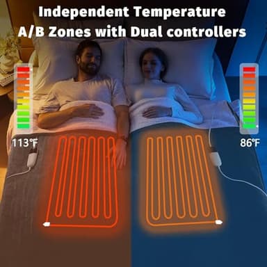 King Size Heated Electric Blanket - 90" x 108" with Dual Control, 10 Heating Levels & 8 Hours Auto Off, Soft Warm Flannel Gifts with Over-Heat Protection, ETL & FCC Certified - Image 2