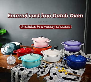 EDGING CASTING Dutch Ovens Enameled Cast Iron Covered 5.5 Quart Dutch Oven with Dual Handle for Bread Baking, White - Image 8