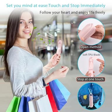 Digibond Pink Handheld Fan, Portable Fan Bullet Shape 3000mAh USB Rechargeable Battery Operate 6 IN 1 Personal Fan Foldable Lightweight Travel Essential with Power Bank/Lanyard 3 Speed - Image 5