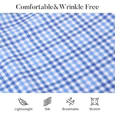 Esabel.C Mens Dress Shirts Wrinkle Free Button Down Shirts Long Sleeve Regular Fit Print Business Shirt, Blue/Navy, S - Image 3