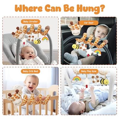 Spiral Car Seat Baby Toys 0-6 Months, Infant Carseat Sensory Toys Hanging Stroller Accessories, Newborn Shower Gifts for Baby Boys Girls Essentials | Cute Colorful Giraffe - Image 6