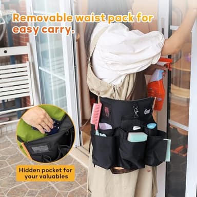 YMU Large Rolling Cleaning Caddy Bag With Detachable Trolley, 4 in 1 Portable Cart for Housekeeping With Swivel Caster & Shoulder Strap, Waterproof Supplies Organizer - Image 3