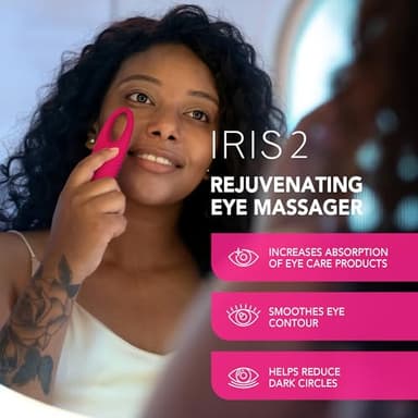 FOREO Eye Revive IRIS 2 Bundle - Lymphatic Drainage Eye Massager IRIS Hydrating Hydrogel Eye Mask, 60 pcs Dark Eye Circle Remover & Eye Bags Remover - Eye Puffiness Reducer - Fuchsia - Image 4