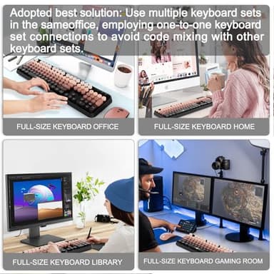 Wireless Keyboard and Mouse Combo, 104 Round Keys Cute Colorful Keyboard and Mouse with Retro Typewriter for PC/Mac/Laptop/Tablet/Computer/Windows Black - Image 7
