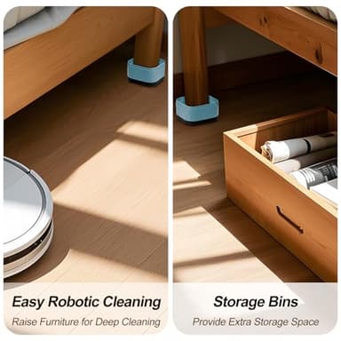 Kvoike 12 Pack Furniture Risers, Adjustable Bed Risers Heavy Duty Stackable Bed Raisers for Table Desk Couch Chair Sofa Cabinet Bed Legs Lift Height 1" - Image 4