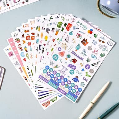 Planner Stickers - 12 Festival Theme Monthly Planner Stickers, Accessories 14 Sheet 1500+ Colourful Sticker，Holiday Seasonal Sticker, for Calendar Journaling, Gifts - Image 6