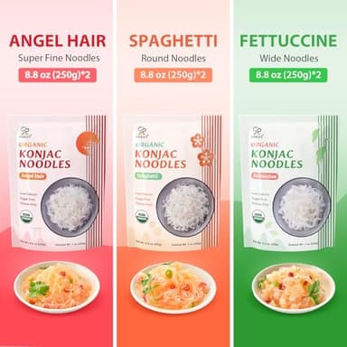 Soeos Konjac Noodles, Organic Shirataki Noodle, Low Calorie, Keto and Paleo Friendly, 3 Variety Noodles, 52.8 Ounce (Pack of 6) - Image 3