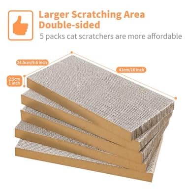 AGYM Cat Scratcher, 5 Packs in 1 Cardboard Box Cat Scratching Pad for Indoor Cats and Kitten, Cat Scratch Pad to Protect Furniture, Large Size - Image 2