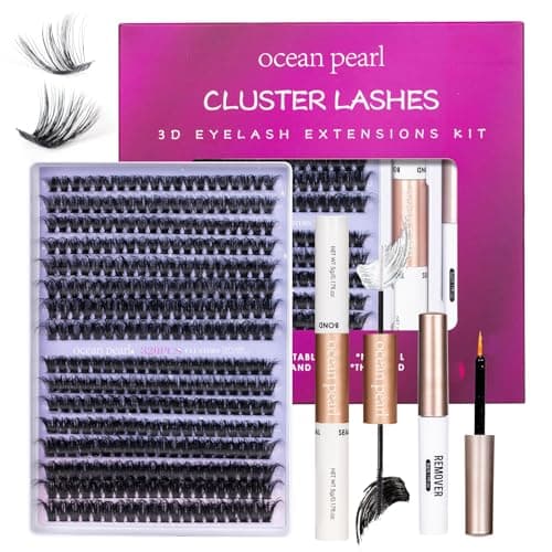 Ocean Pearl Lash Clusters 320pcs 3D Thick Lash Clusters kit 60D+80D Lashes,Eyelashes,Lash Extension Kit,Eyelash Clusters with Lash Bond&Seal&Remover&Tweezers,Lashes Clusters Eyelash Extensions Kit - Image 1