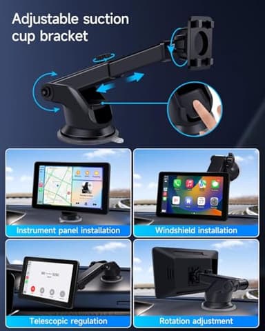 Portable Apple Carplay Screen for Car, 7" HD Car Stereo Touchscreen with Wireless CarPlay & Android Auto, Mirror Link, Bluetooth, Voice Control, Memory Card Playback, AUX - Fits All Vehicles - Image 9
