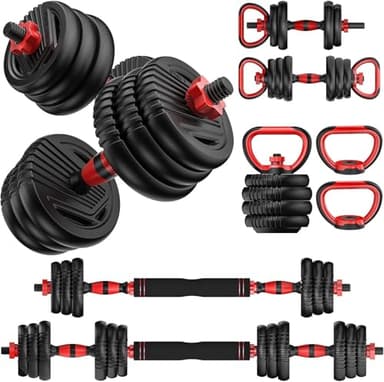 UNNMIIY Adjustable Dumbbells, 10/20/30/45/70/90lbs Free Weight Set with Connector, 4 in1 Dumbbells Set Used as Barbell, Kettlebells, Push up Stand, Fitness Exercises for Home Gym Suitable Men/Women - Image 1