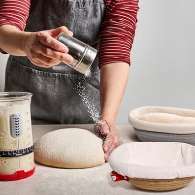 KneadAce Cotton Rope Banneton Bread Proofing Basket Set, Oval & Round Bread Baskets with Liners & Covers for Artisan Bread Baking, Sourdough Bread Baking Supplies - Image 5