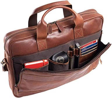 Leather briefcase 18 Inch Laptop Messenger Bags for Men and Women Best Office briefcase Satchel Bag (Tan) - Image 2