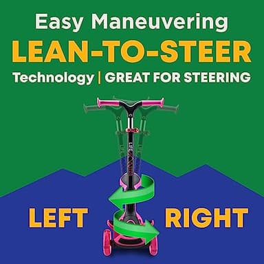 3 Wheel Scooter for Kids with Foldable Seat, Adjustable Handlebar Height, Lean-to-Steer Ride On Toy for Kids Ages 2+, Light-Up LED Wheels, Wide Anti Slip Deck, Indoor & Outdoor Use, Pink - Image 3