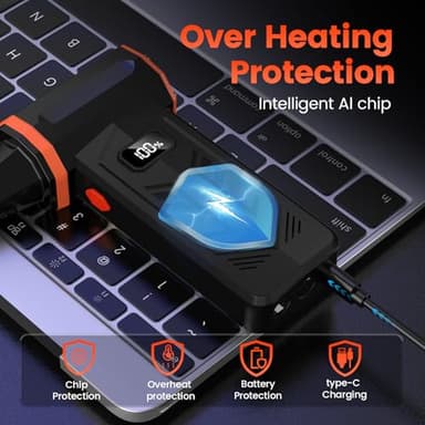 Compressed Air Duster,350,000RPM Turbo Jet Blower with LED Display and Light,4-Gear Adjustable Mini Air Broom,Electric Air Duster for Keyboard,PC,Car and Home,Replace Compressed Air Can (Orange) - Image 4