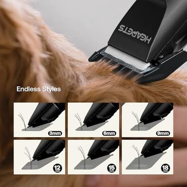 HEAPETS Dog Hair Clippers for Grooming Kit and Dog Paw Trimmer Nail Grinder for Grooming, Low Noise Rechargeable Cordless, Shaver Grooming Supplies for Pet Cats Dogs (Black, White) - Image 7