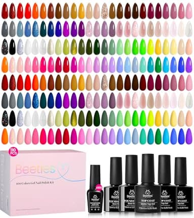 Beetles Gel Nail Polish Set - Chroma Dreams 100 Colors Polish Kit, Pink Blue Orange Purple Fall Winter Gel Nail Colors, with 5Pcs Base Top Coat Soak off UV Gel - Image 1