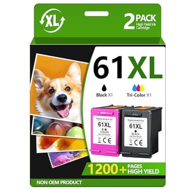 61XL Ink Cartridge Replacement for HP Ink 61 for HP 61 Ink Cartridge Combo Pack Fit for HP Envy 4500 5530 4501 4502 DeskJet 1000 1010 1510 2050 2510 2540 OfficeJet 2620 4630 (1 Tri-Color, 1 Black) - Image 1