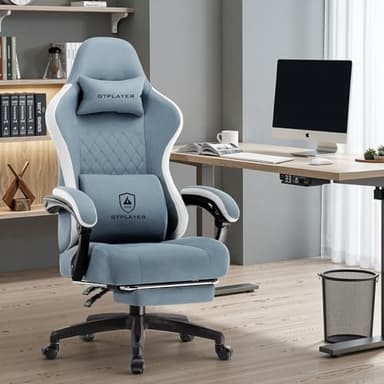 GTPLAYER Gaming Chair, Computer Office Chair with Pocket Spring Cushion, Linkage Armrests and Footrest, High Back Ergonomic Computer Chair with Lumbar Support Task Chair with Footrest - Image 2