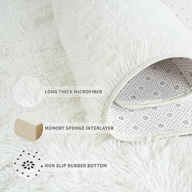 Tepook Area Rugs 9x12 for Living Room, Super Soft Fluffy Rugs for Bedroom, Modern Shaggy Rug Fuzzy Carpets for Kids, Plush Indoor Nursery Home Decor Rug with Non-Slip Bottom, Cream White - Image 5