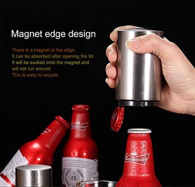Fullgaden Automatic Beer Opener, Gift-Bottle Collector Best find Push Down & Bottle pops Off. No Bending or Damage to caps, Titanium-Plated Black - Image 5