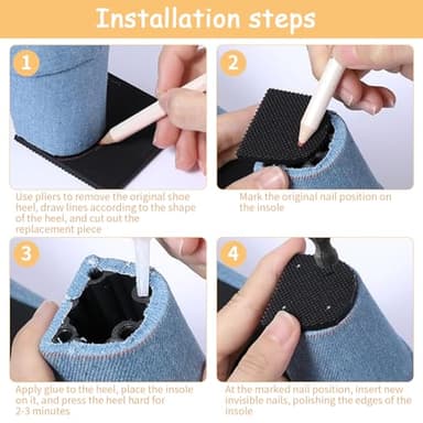 EXEXIUO 8pcs High Heels Patch Square Sole Repair Tips Rubber Boot Heel Replacement Sole Protectors Non-Slip Heel Replacements High Heel Tread Pad(2.44" x 2.44") - Image 5