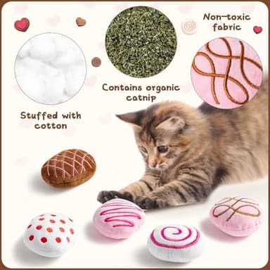 MALLMALL6 Catnip Toys for Cat - 5Pcs Chocolate Truffles Catmint Interactive Teething Chew Kick Cat Toy for Indoor Kitten, Soft Candy Pet Supplies, Pet Birthday Gifts for Kitten Lover - Image 3