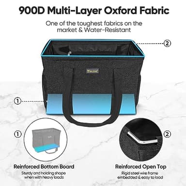 BALEINE Extra Large Utility Tote Bag with Wire Frame for Storage (Black, 16.5''x14''x10'') - Image 3