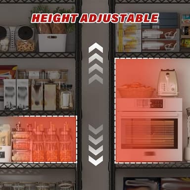 REIBII 60''W X 82.6" H Steel Heavy Duty Wire Shelving Unit with Wheels, 6-Tier Adjustable Storage Shelves 3598LBS Commercial Metal Shelves for Pantry, Garage, College Dorm School Industrial Shelving - Image 9