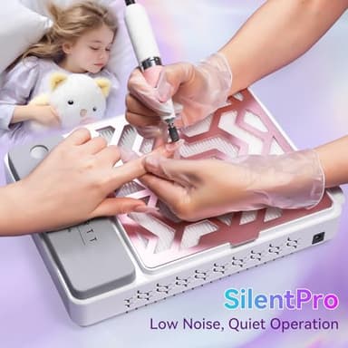 Makartt Nail Dust Collector - Rechargeable Ultra Thin Portable Dust Collector DUSTINA with Digital Display Silicone Wrist Rest and Reusable Filter for Nail Tech Acrylic Gel Polishing - Image 9