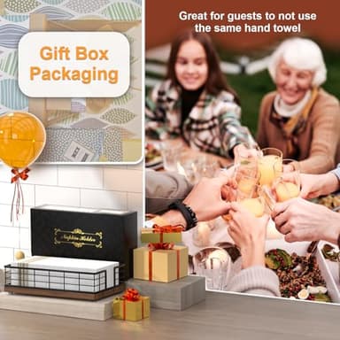 Wican Guest Towel Holder Tray for Bathroom, Oak and Iron Napkins Holder for Powder Room Dinning Table Wooden Basket for Disposable Paper Hand Towels Black & Walnut - Image 6