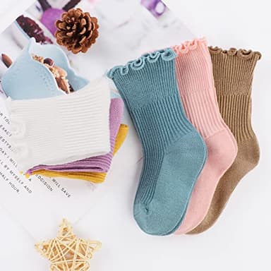 Witwot 6 Pairs Baby Girls Ruffles Ankle Socks Dress Sock 12-24 Month Colorful-B - Image 2
