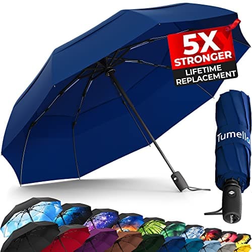 TUMELLA Strongest Windproof Travel Umbrella (Compact, Superior & Beautiful), Small Strong but Light Portable and Automatic Folding Rain Umbrella, Durable Premium Grip, Fits Car & Backpack - Image 1