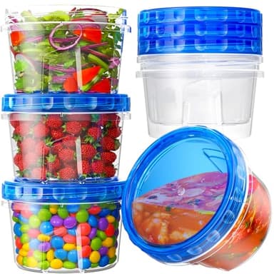 BiuLeon 6 Pack-17oz Freezer Storage Containers, Plastic Food Storage Containers with Twist Top Lids, BPA Free and Reusable Soup Containers with Lid, Microwave and Dishwasher Safe - Image 1