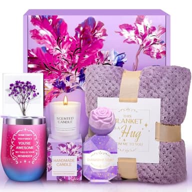 Christmas Gifts for Women, Womens Christmas Gifts, Get Well Soon Gift with Luxury Flannel Blanket, Self Care Retirement Gifts Relaxing Spa Basket Set for grandma, Mom, Sister, Wife, Girlfriend, Her - Image 1