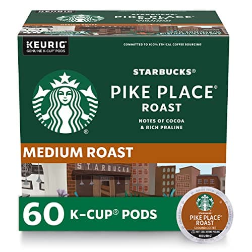 Starbucks K-Cup Coffee Pods, Medium Roast Coffee, Pike Place Roast for Keurig Brewers, 100% Arabica, 6 boxes (60 pods total) - Image 1