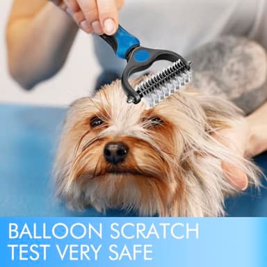 OneCut Pet Grooming Brush and Metal Comb Combo, Pet Grooming Rake and Brushes for Small, Medium & Large Dogs Double Sided Deshedding Tool Removes Knots and Tangled Hair (Blue) - Image 7