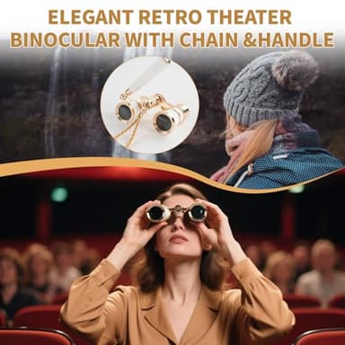 3X25 Glass Binocular with Adjustable Handle & Chain,BK7 Optical Lens, Cute Mini Theater Binoculars Adults Kids in Opera Musical Concert-White - Image 6