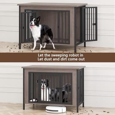EasyCom Dog Crate Furniture for 1 or 2 Dogs, Heavy Duty Single/Double Dog Crates for Small/Medium/Large Dogs, Dog Kennel Furniture Indoor as TV Stand, Large Size 39.96" L(35-60 Pounds), Oak Grey - Image 3
