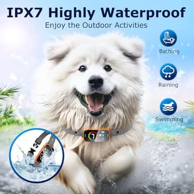 Ultrasonic Smart Bark Collar for Large Medium Small for Dogs Automatic Anti Barking Training Collar Rechargeable Bark Collar with Waterproof Vibration and Beep 7 Sensitivity Orange - Image 4