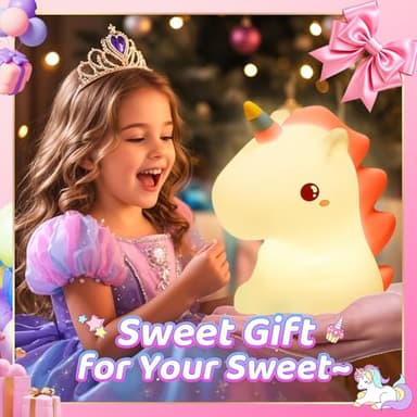 One Fire Unicorn Night Lights for Girls Bedroom,16 Colors Cute Night Light for Kids, LED Rechargeable Unicorn Lamp, Unicorns Gifts for Girls Night Light, Silicone Night Light Kids Cute Kawaii Stuff - Image 2